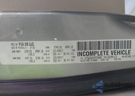 2015 Dodge Grand Caravan Sxt из США, поврежденный, VIN 2C7WDGCGXFR703607